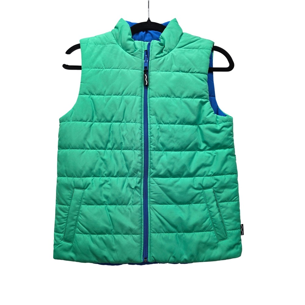 Mens Reversible Puffer Vest Green Blue Quilted Full Zip Sleeveless Jacket L